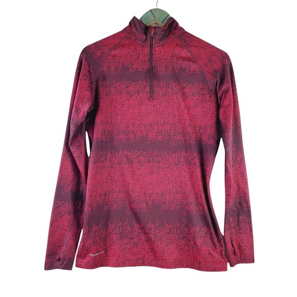 Nike Just Do It Scribble Script 1/4 Zip Thumbhole Mock Neck Therma Fit Pullover - Picture 1 of 10